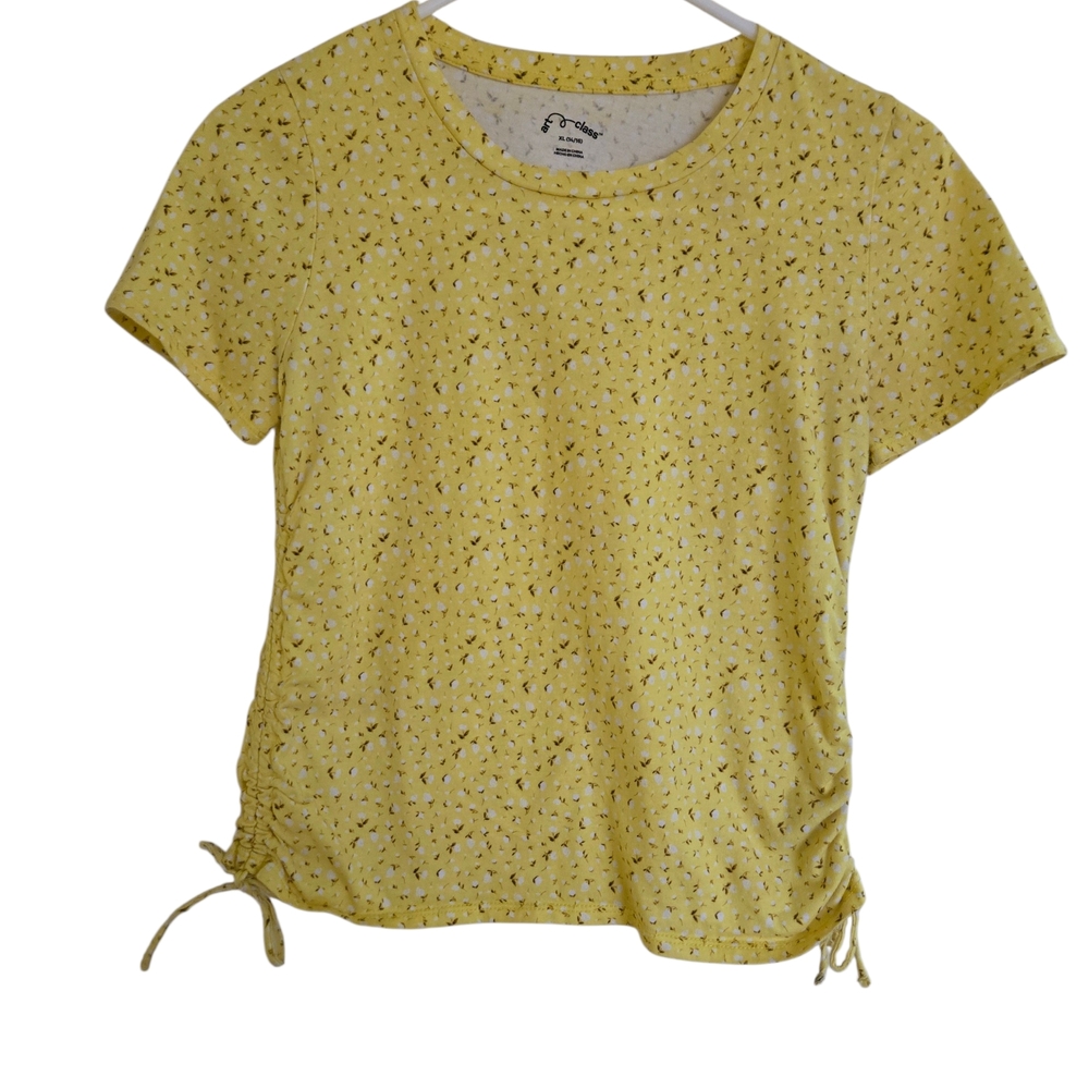 art class Yellow Floral Short Sleeve Drawstring Tee